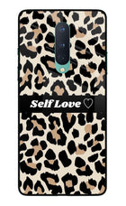 Leopard Print Self Love Oneplus 8 Glass Case Back Cover by Casekaro