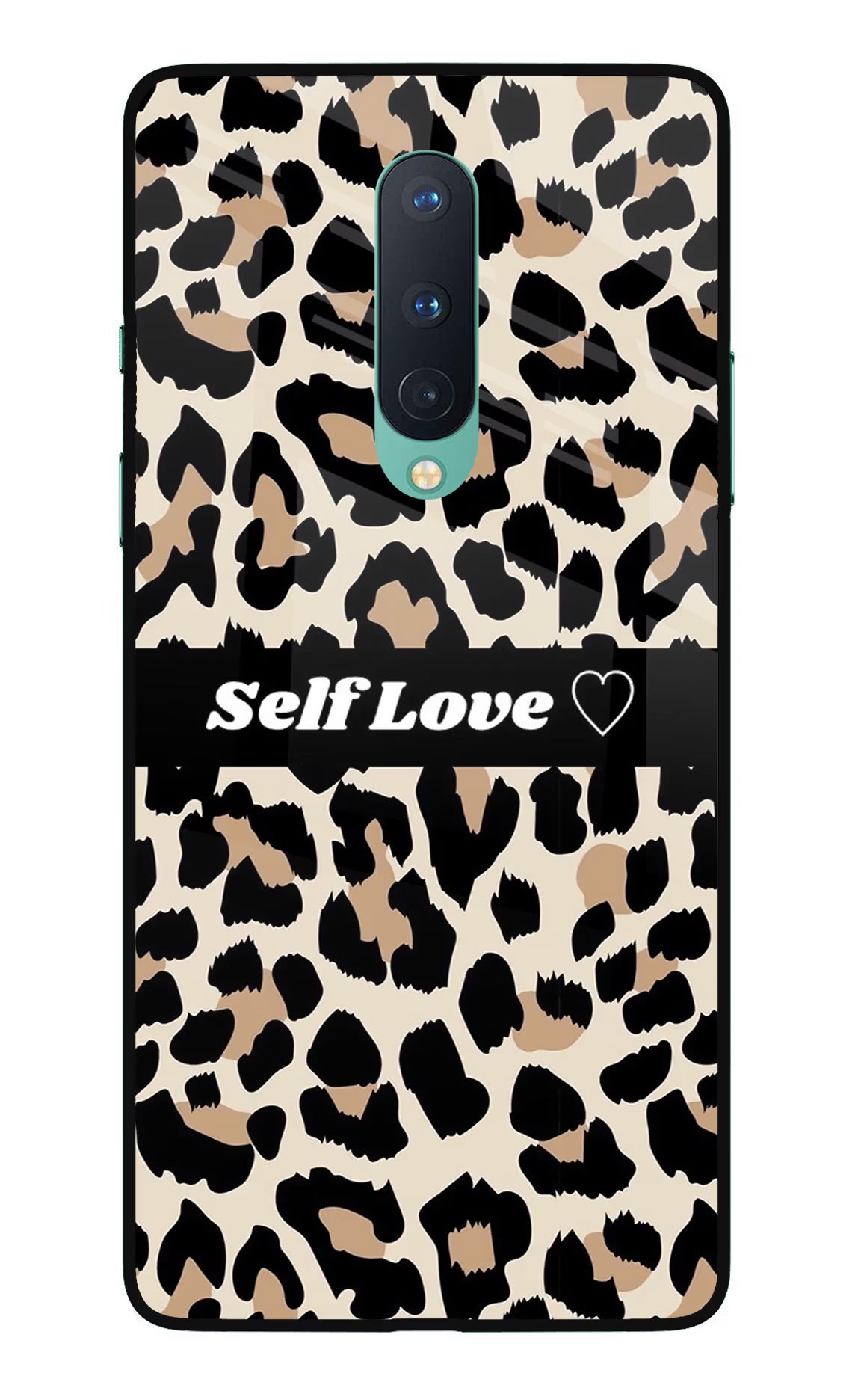 Leopard Print Self Love Oneplus 8 Glass Case Back Cover by Casekaro