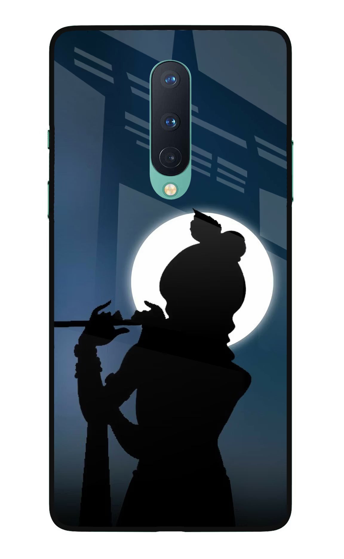 Shri Krishna Silhouette Oneplus 8 Glass Case Back Cover by Casekaro