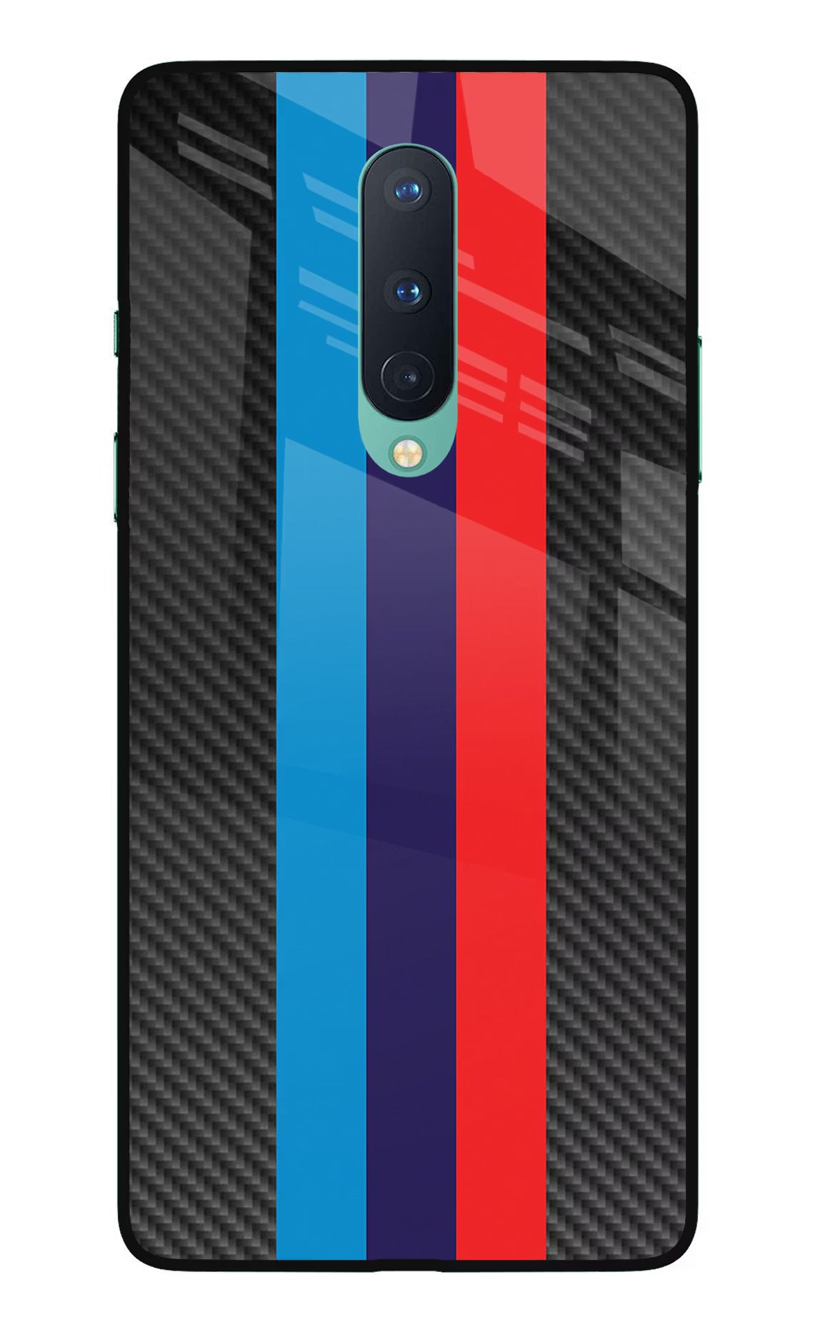 BMW Stripes Pattern Oneplus 8 Glass Case Back Cover by Casekaro