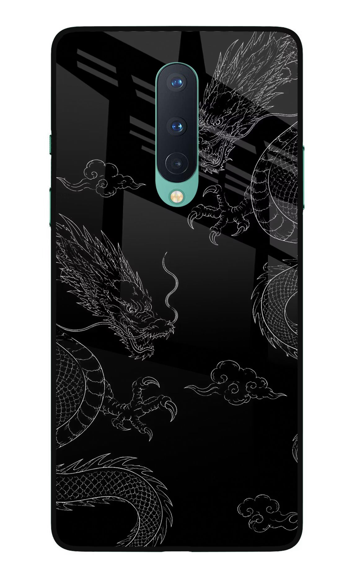 Twin Dragons Oneplus 8 Glass Case Back Cover by Casekaro