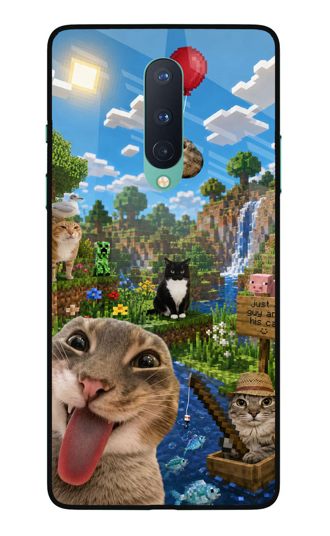 Minecraft Cat Chaos Oneplus 8 Glass Case