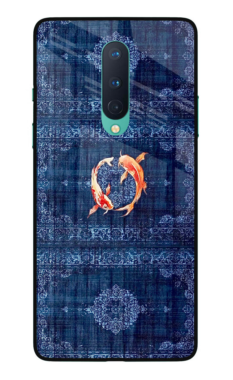 Koi Blue Oneplus 8 Back Cover, Glass case