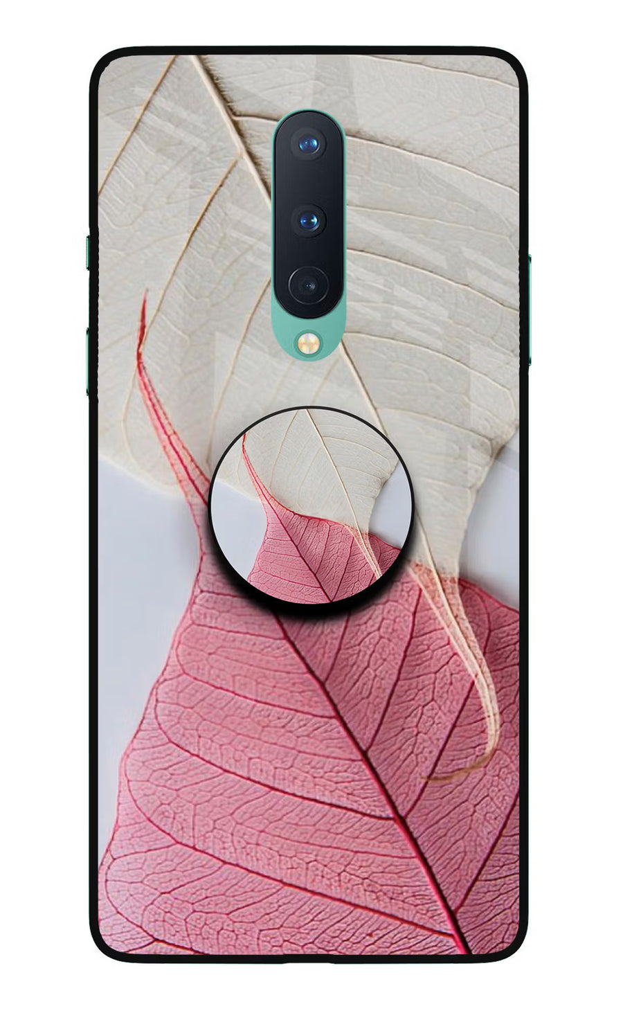 White Pink Leaf Oneplus 8 Pop Case, Glass case