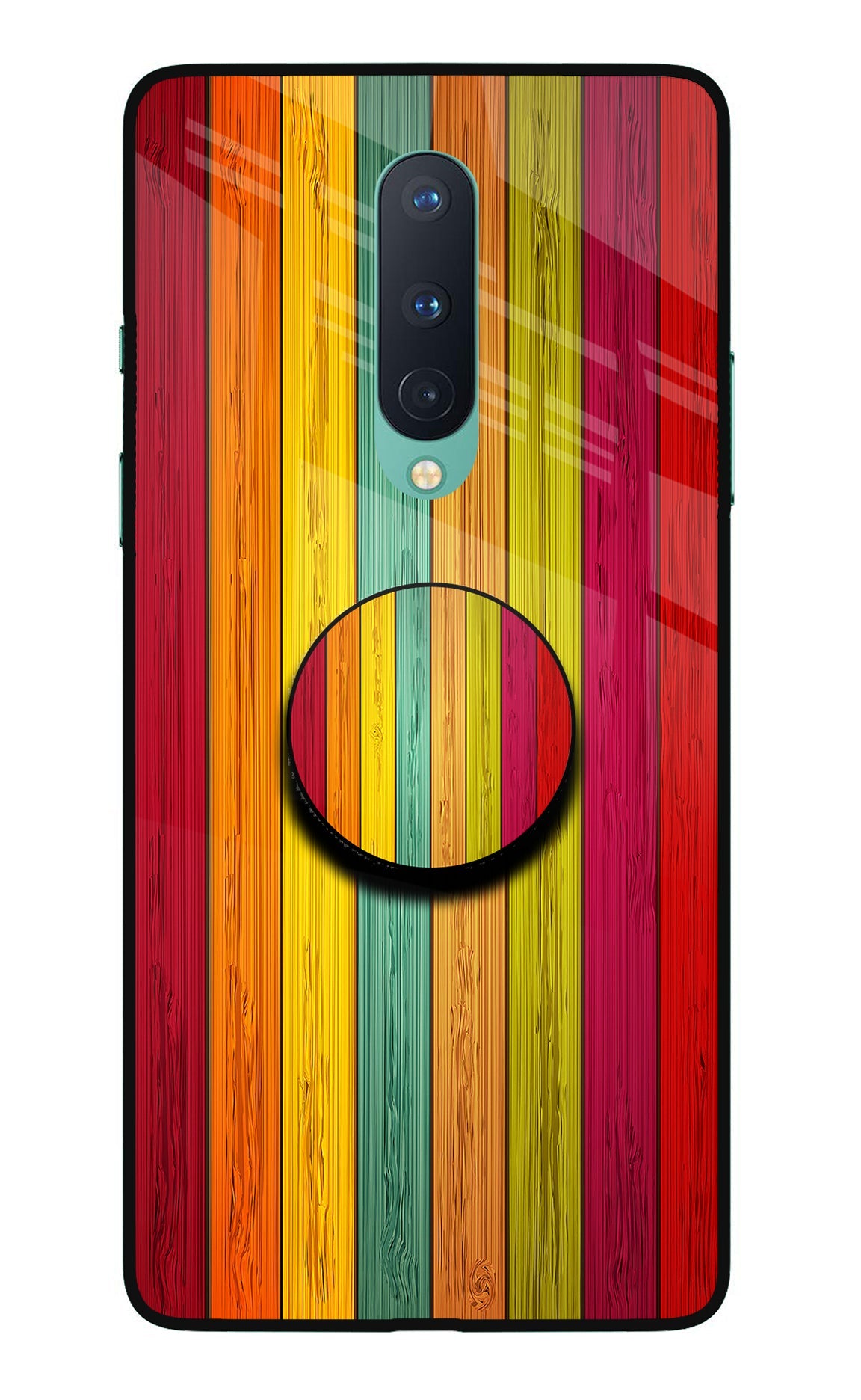 Multicolor Wooden Oneplus 8 Glass Case