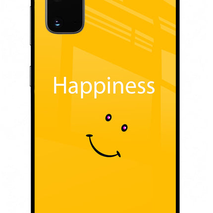 Happiness With Smiley Samsung S20 Glass Case Back Cover by Casekaro