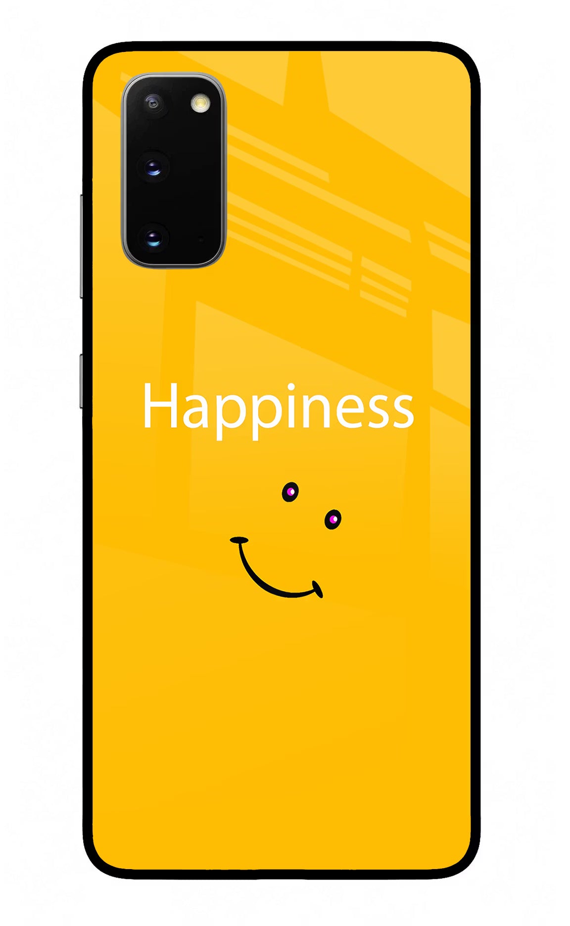 Happiness With Smiley Samsung S20 Glass Case Back Cover by Casekaro