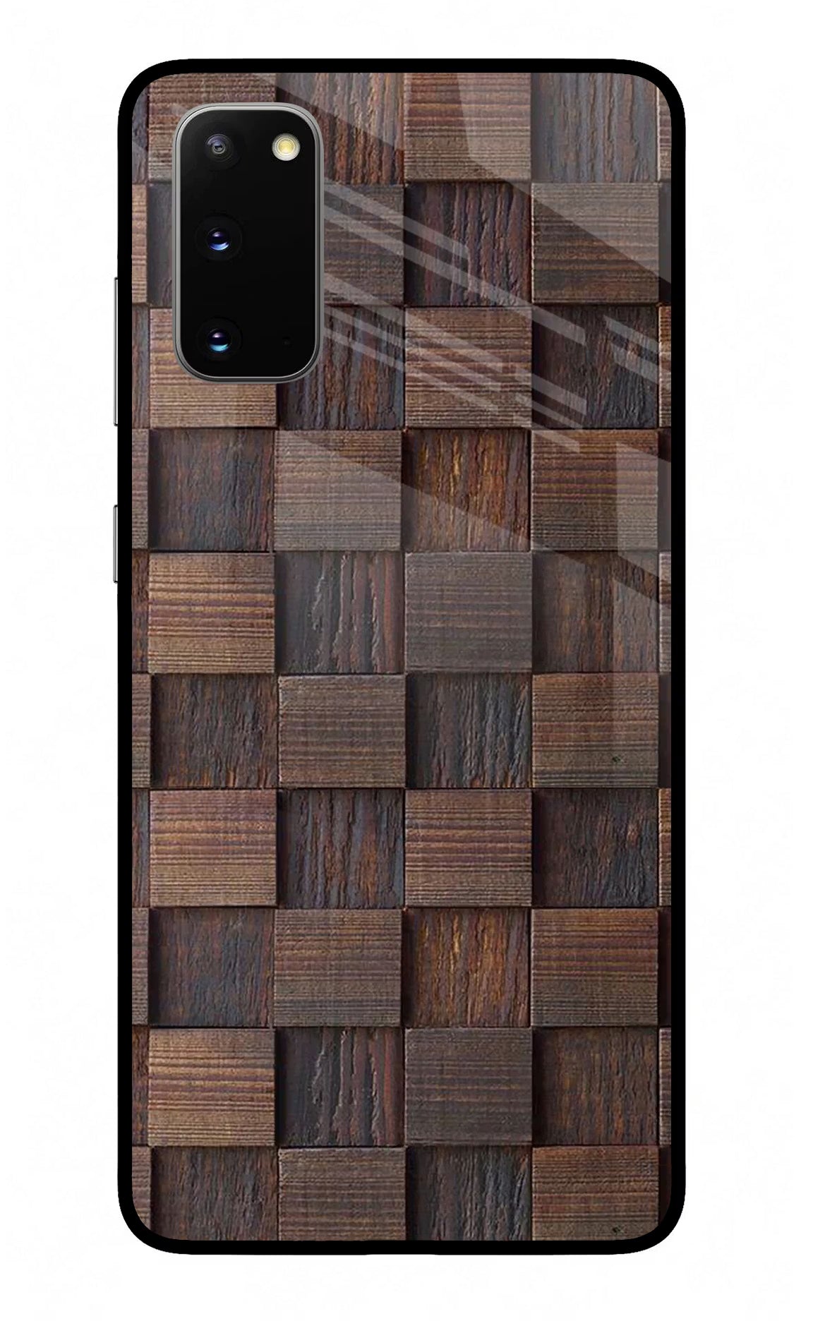 Wooden Cube Design Samsung S20 Glass Case Back Cover by Casekaro