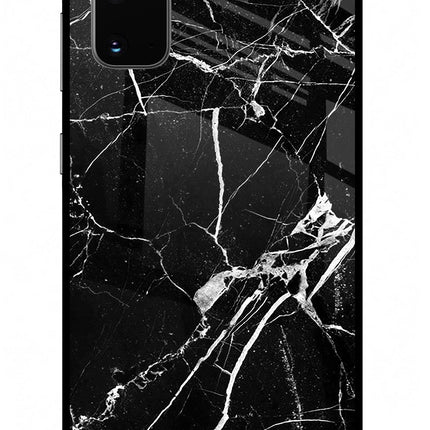 Black Marble Pattern Samsung S20 Glass Case Back Cover by Casekaro