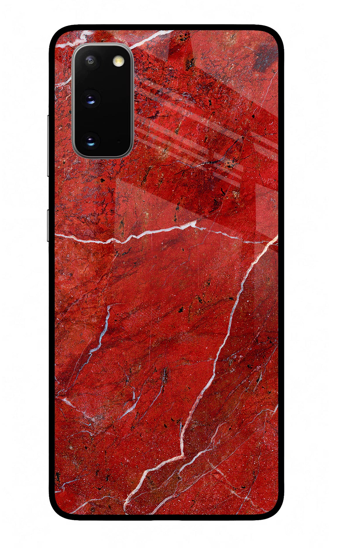 Red Marble Design Samsung S20 Glass Case Back Cover by Casekaro