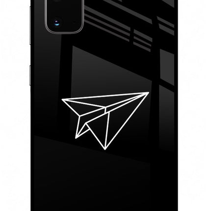 Paper Plane White Samsung S20 Glass Case Back Cover by Casekaro