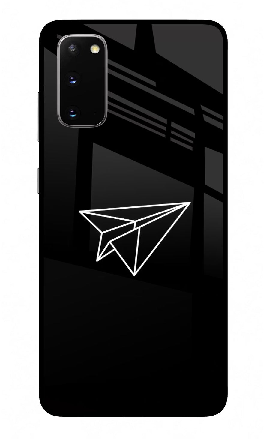 Paper Plane White Samsung S20 Back Cover, Glass case
