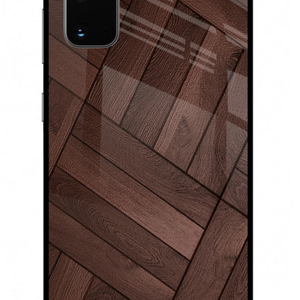 Wooden Texture Design Samsung S20 Glass Case Back Cover by Casekaro