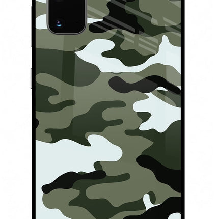 Camouflage Samsung S20 Glass Case Back Cover by Casekaro