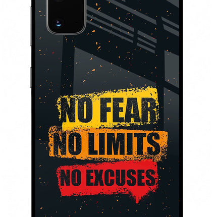 No Fear No Limits No Excuse Samsung S20 Glass Case Back Cover by Casekaro