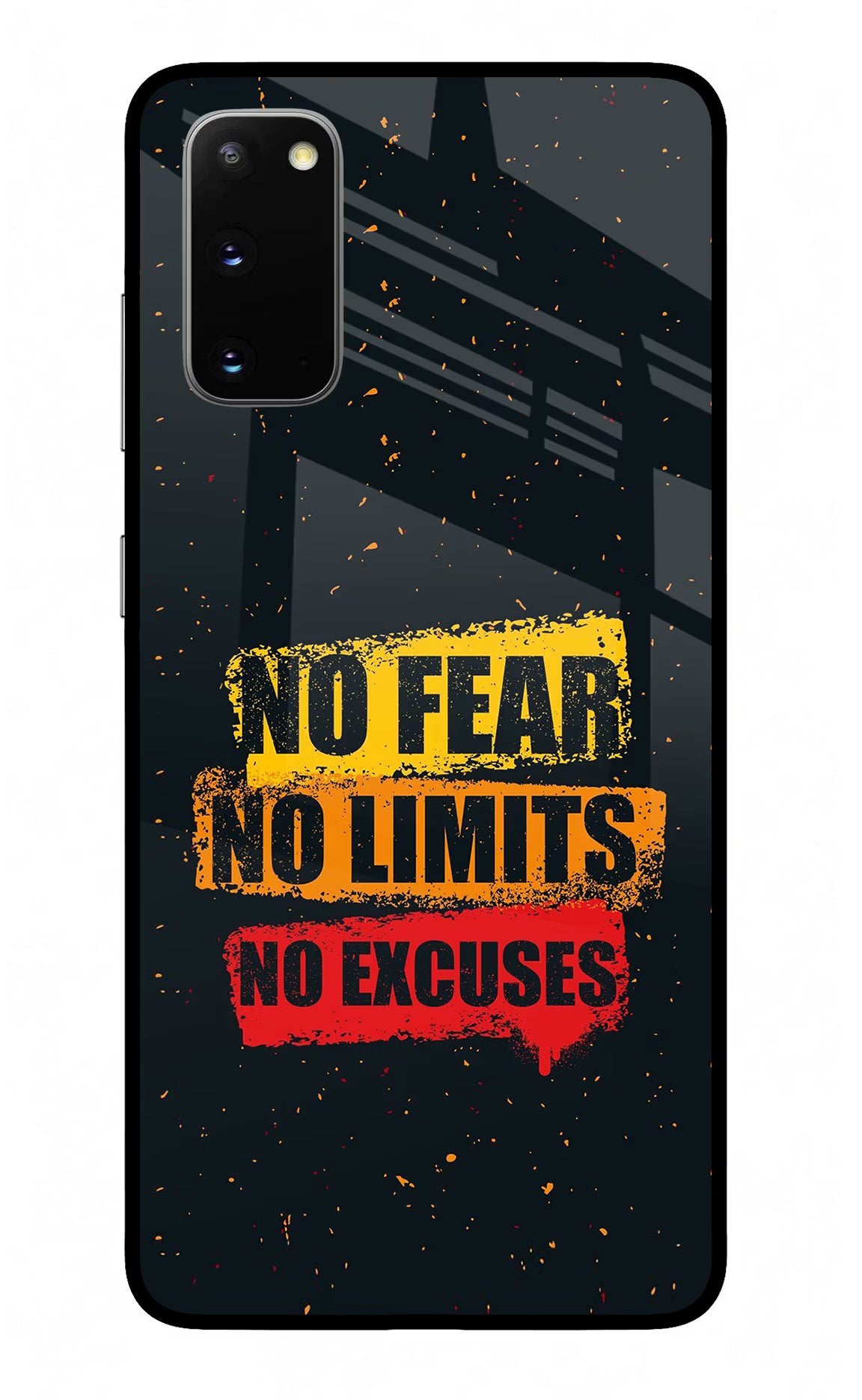 No Fear No Limits No Excuse Samsung S20 Glass Case Back Cover by Casekaro
