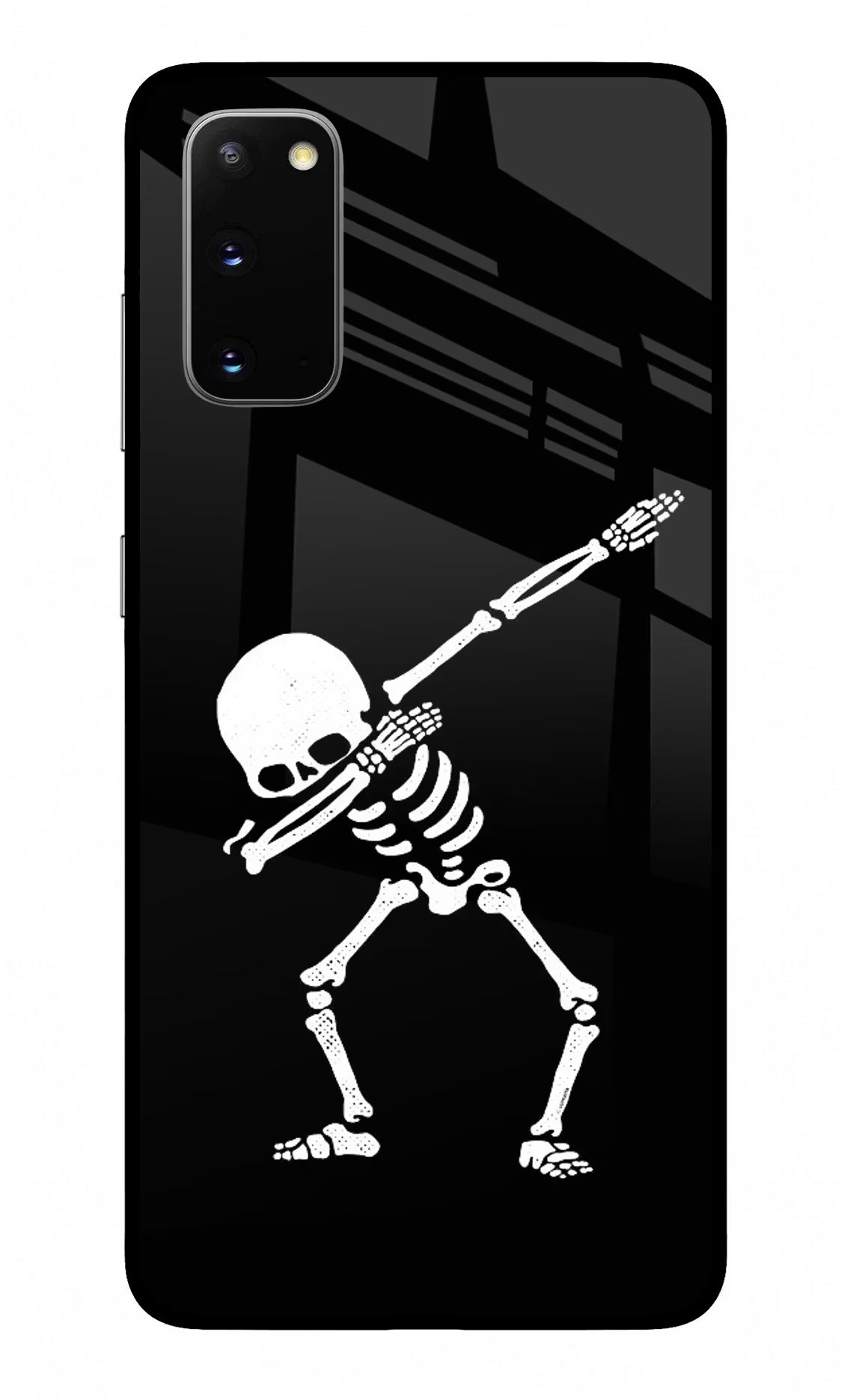 Dabbing Skeleton Art Samsung S20 Glass Case