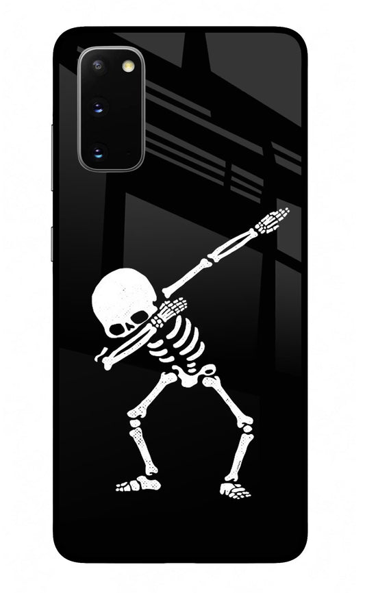 Dabbing Skeleton Art Samsung S20 Glass Case