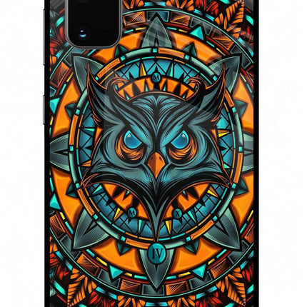 Angry Owl Art Samsung S20 Glass Case Back Cover by Casekaro