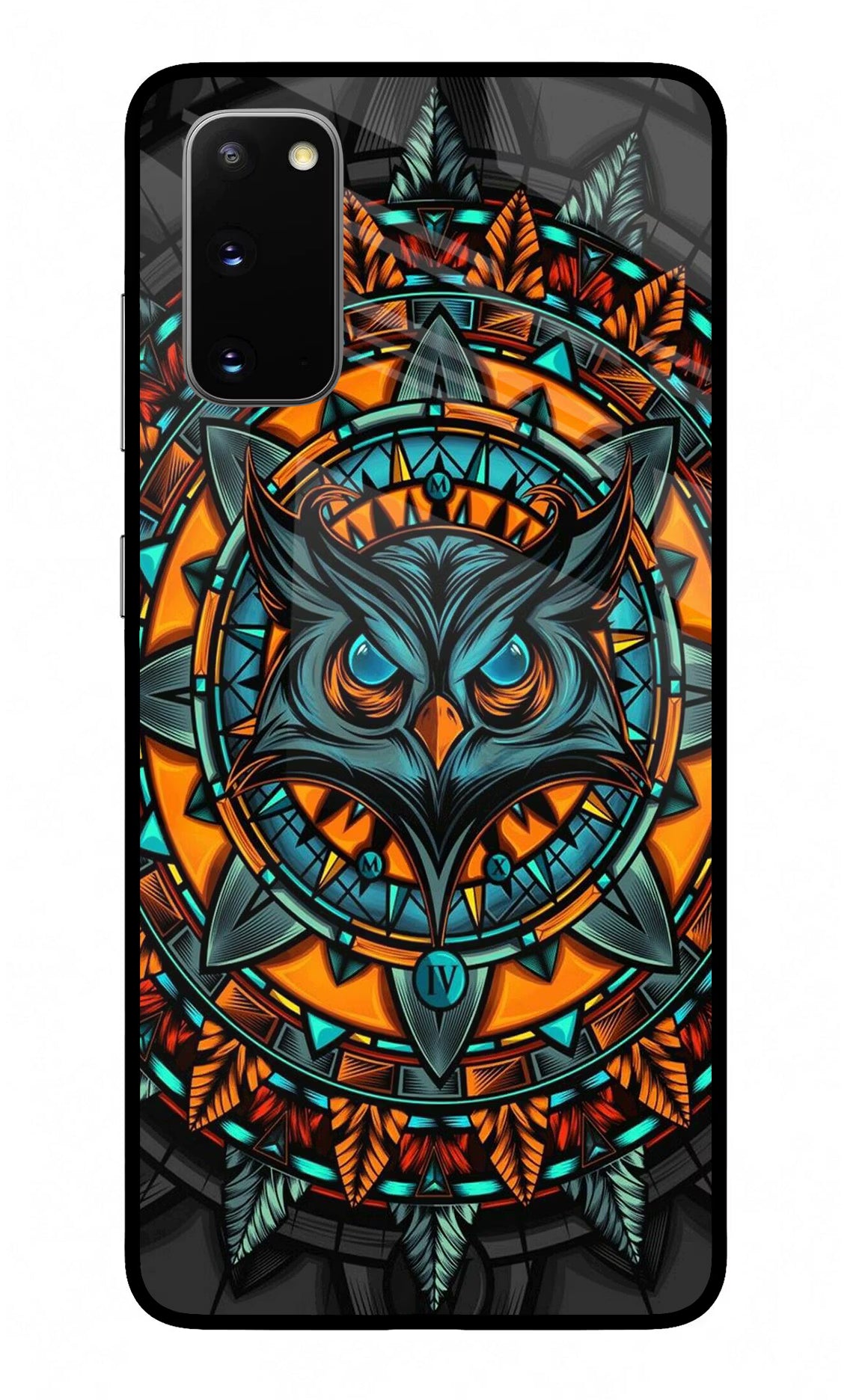 Angry Owl Art Samsung S20 Glass Case Back Cover by Casekaro