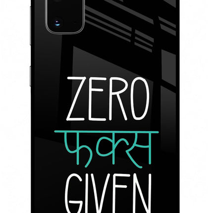 Zero Fucks Given Samsung S20 Glass Case Back Cover by Casekaro