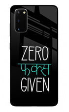 Zero Fucks Given Samsung S20 Glass Case Back Cover by Casekaro