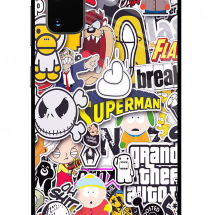 Sticker Bomb Samsung S20 Glass Case Back Cover by Casekaro