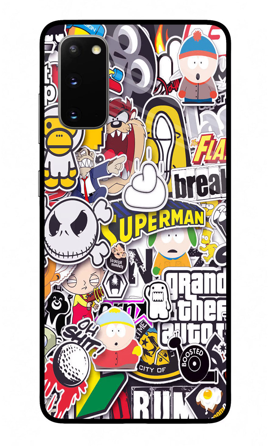 Sticker Bomb Samsung S20 Back Cover, Glass case