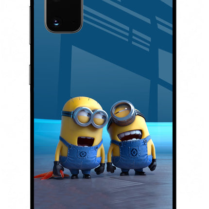 Minion Laughing Samsung S20 Glass Case Back Cover by Casekaro
