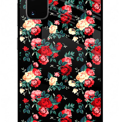 Rose Pattern Samsung S20 Glass Case Back Cover by Casekaro