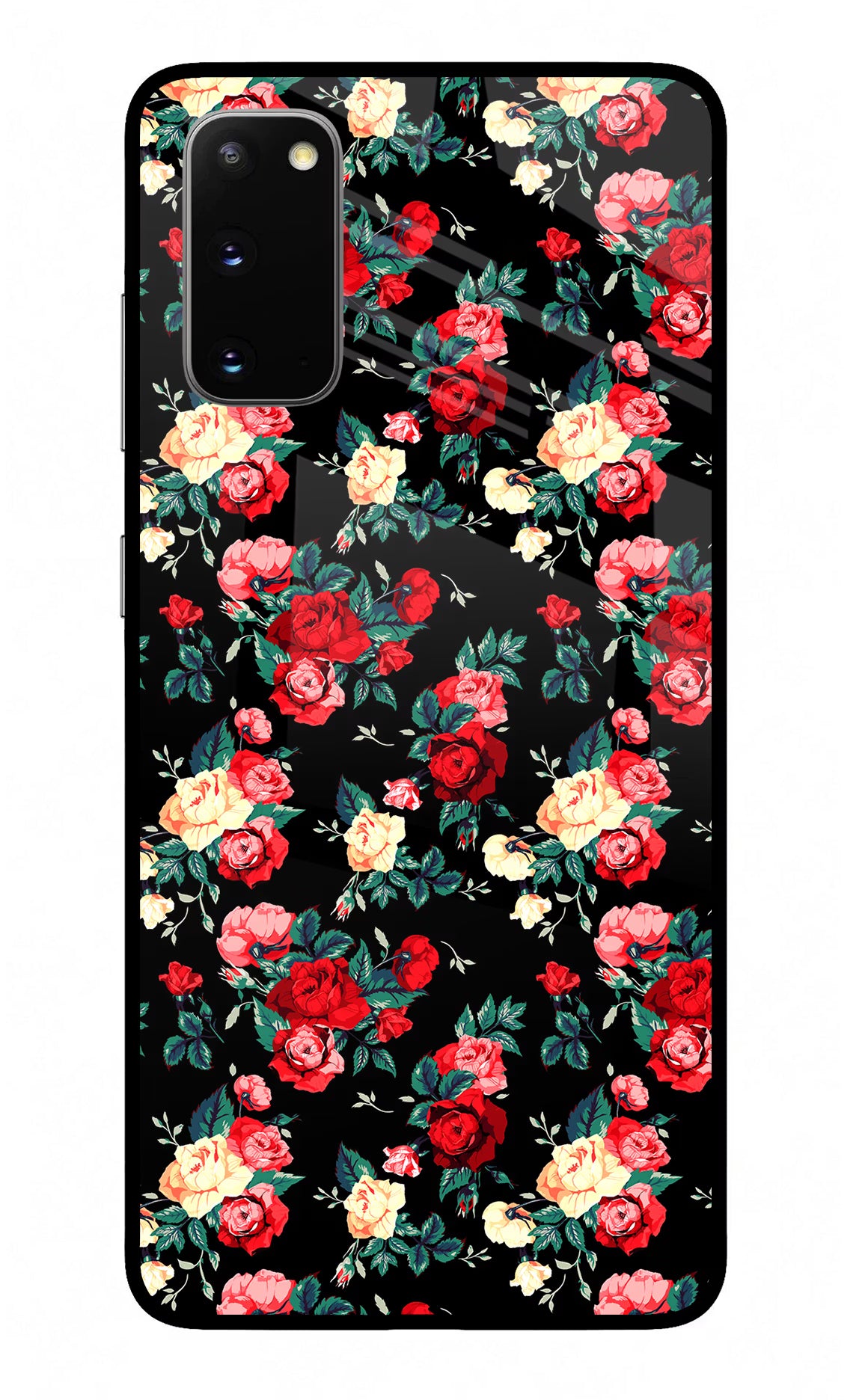 Rose Pattern Samsung S20 Glass Case Back Cover by Casekaro