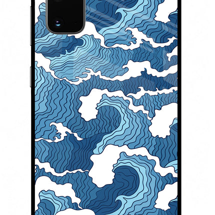 Blue Waves Samsung S20 Glass Case Back Cover by Casekaro