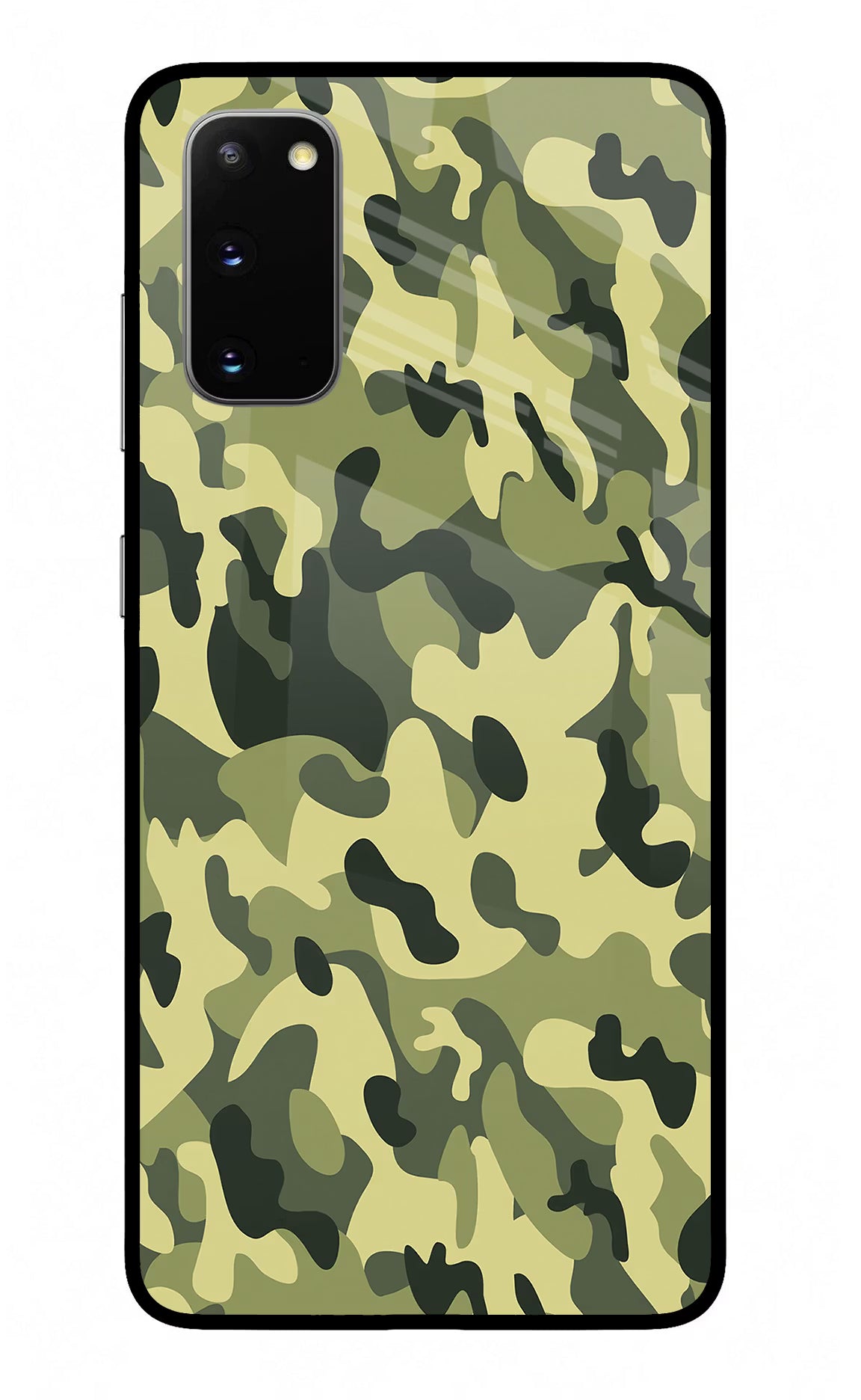 Camouflage Samsung S20 Glass Case Back Cover by Casekaro