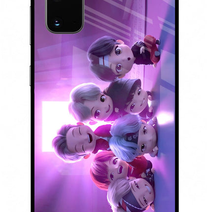 BTS Chibi Samsung S20 Glass Case Back Cover by Casekaro