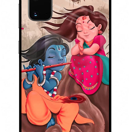 Radhe Krishna Samsung S20 Glass Case Back Cover by Casekaro