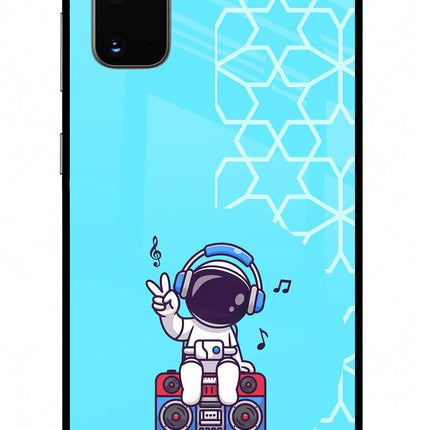 Cute Astronaut Chilling Samsung S20 Glass Case Back Cover by Casekaro