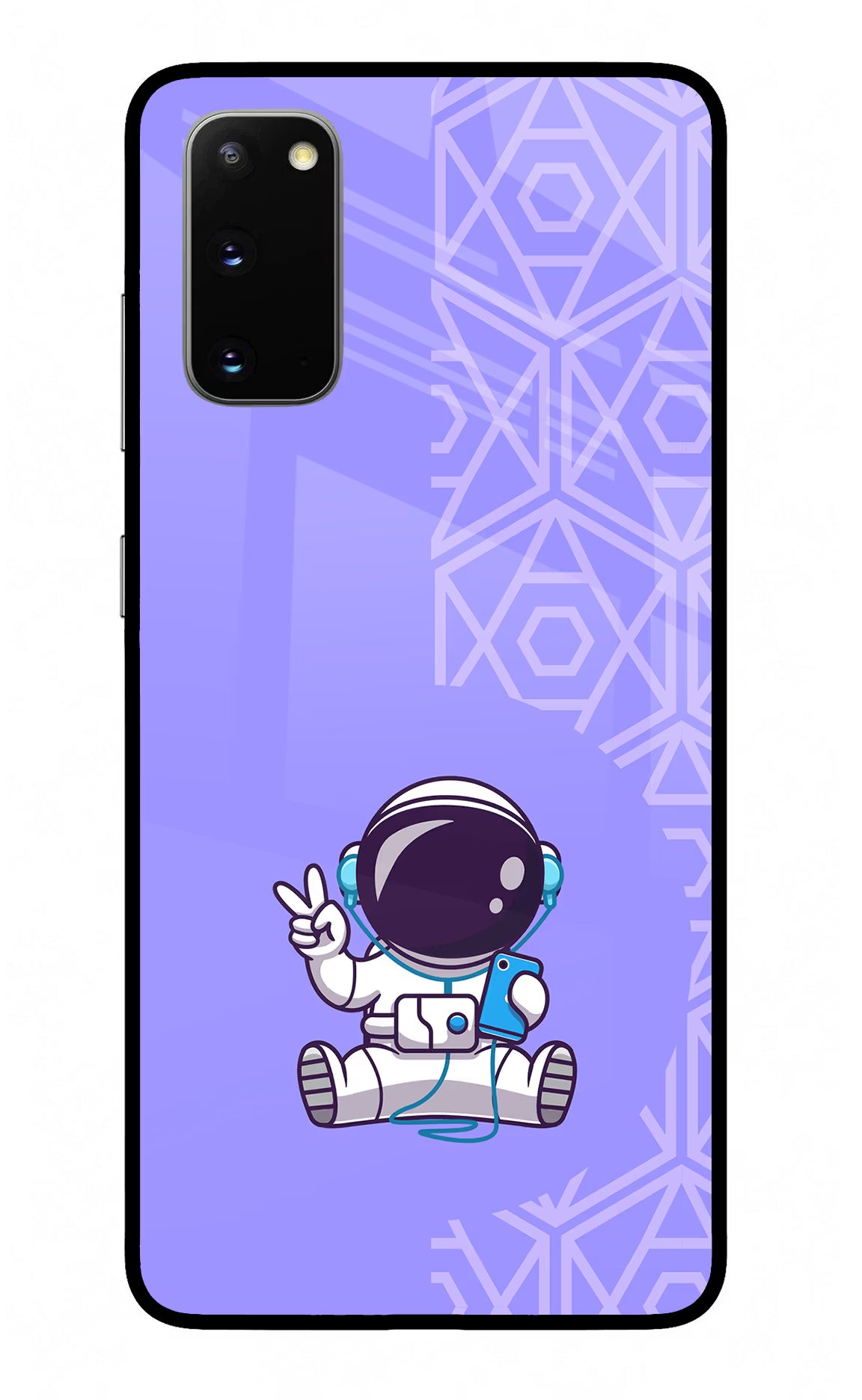 Cute Astronaut Chilling Samsung S20 Glass Case Back Cover by Casekaro