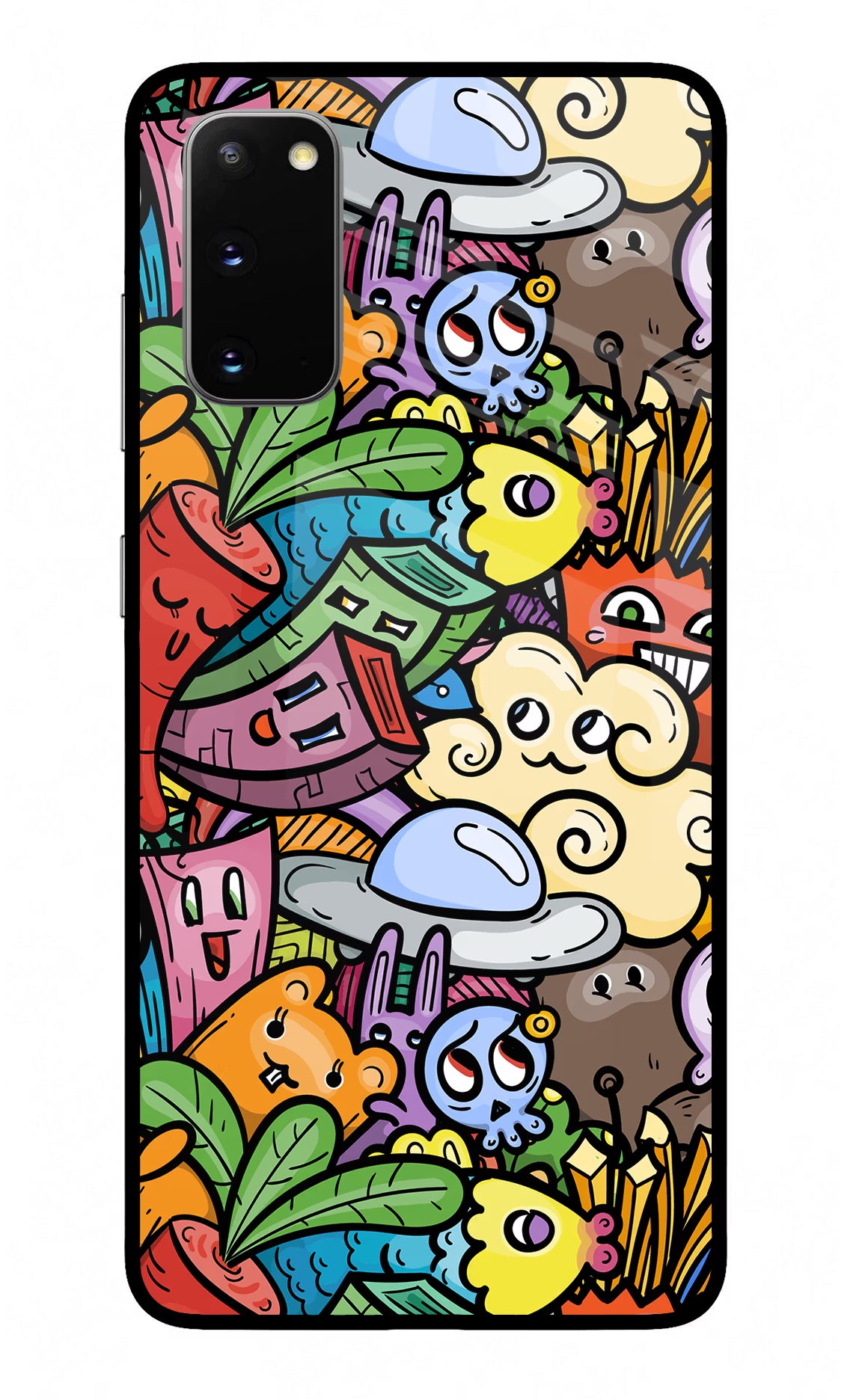 Veggie Doodle Samsung S20 Glass Case Back Cover by Casekaro