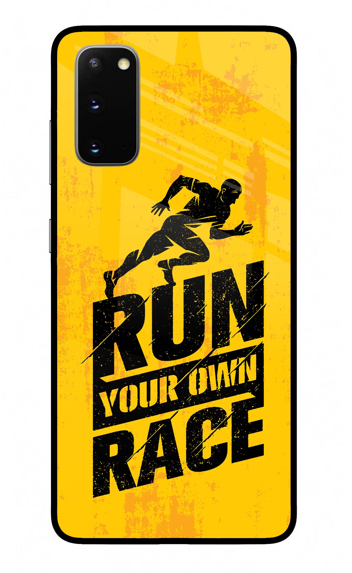 Run Your Own Race Samsung S20 Glass Case Back Cover by Casekaro