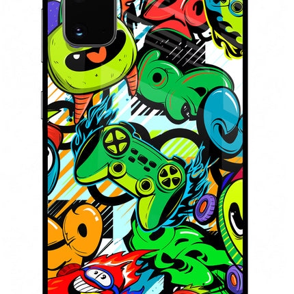 Game Doodle Samsung S20 Glass Case Back Cover by Casekaro
