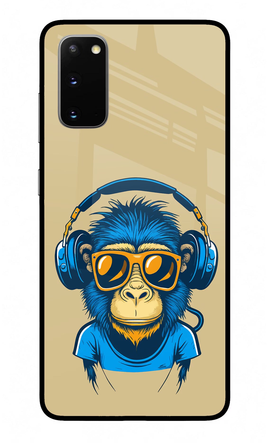 Monkey Headphone Samsung S20 Glass Case Back Cover by Casekaro