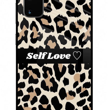 Leopard Print Self Love Samsung S20 Glass Case Back Cover by Casekaro