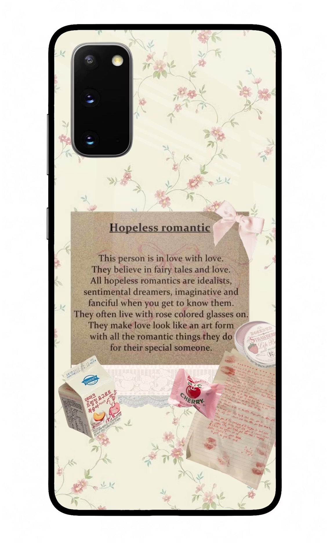 Hopeless Romantic Samsung S20 Glass Case Back Cover by Casekaro
