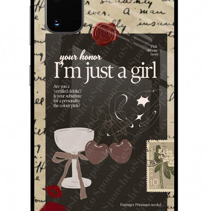 I am just a girl Samsung S20 Glass Case Back Cover by Casekaro