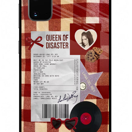 Queen of Disaster Samsung S20 Glass Case Back Cover by Casekaro
