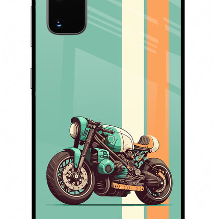 Striped Moto Drift Samsung S20 Glass Case Back Cover by Casekaro