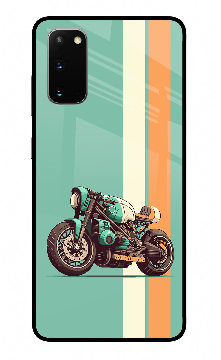 Striped Moto Drift Samsung S20 Back Cover, Glass case