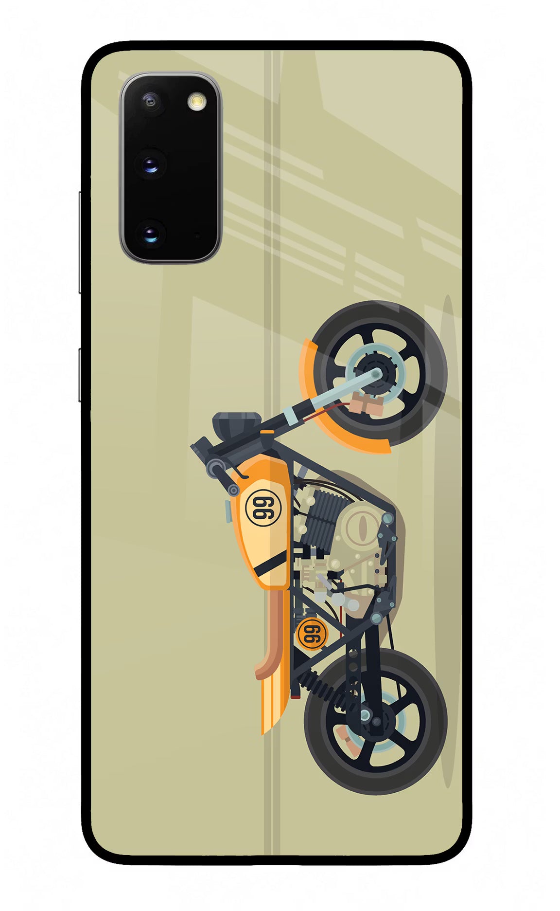 Vertical Speedster Samsung S20 Glass Case Back Cover by Casekaro