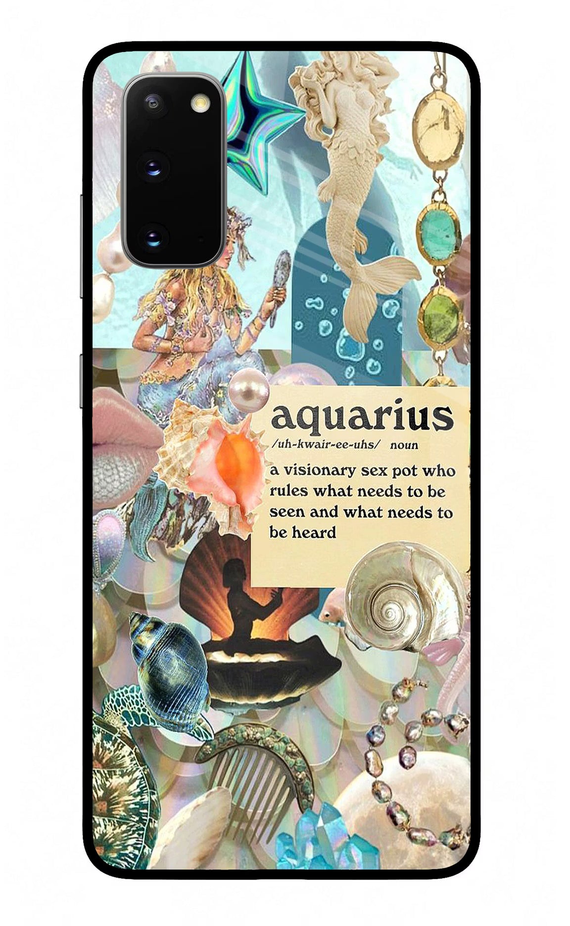 Aquarius Zodiac Samsung S20 Glass Case Back Cover by Casekaro