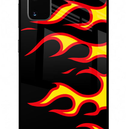 Side Sweep Flames Samsung S20 Glass Case Back Cover by Casekaro